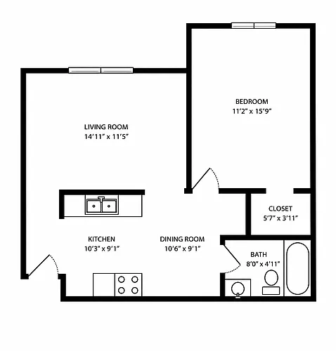 Floor plan 1 Bedroom