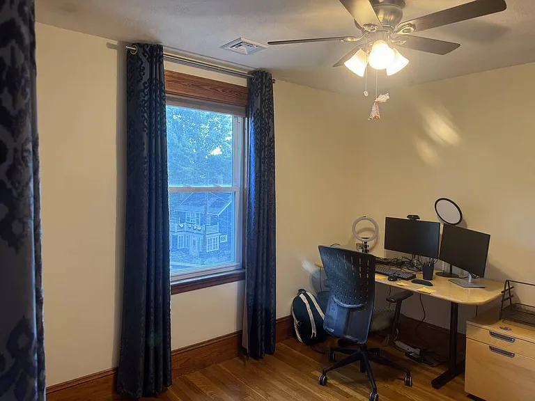 Bedroom #1. For scale, the desk is 5 feet wide.