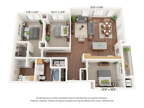 Floor plan Three Bedroom B