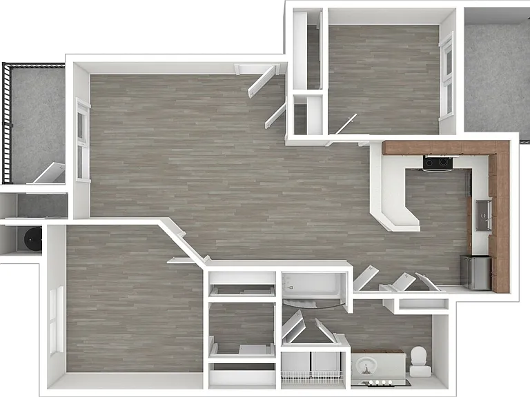 2 BD / 1 BA, 818-833 SF