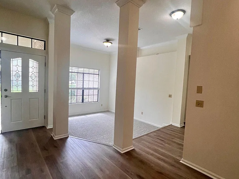 Front door, entry and dining room