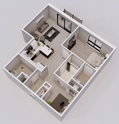 Floor plan Bloomerang Style E- 1 Bedroom + Den