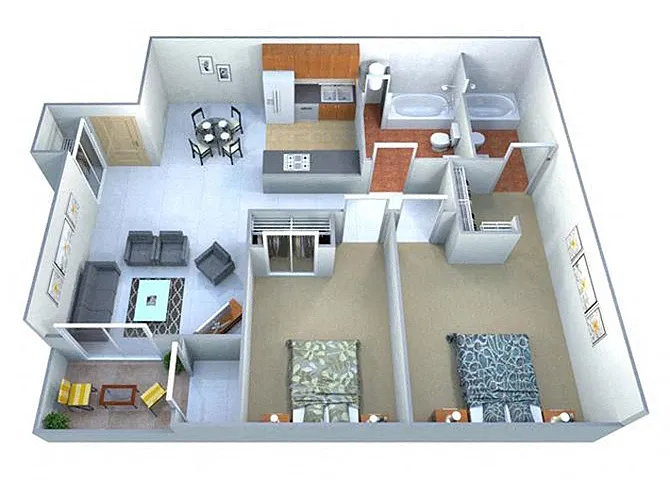 Floor plan Two Bedroom Phase I