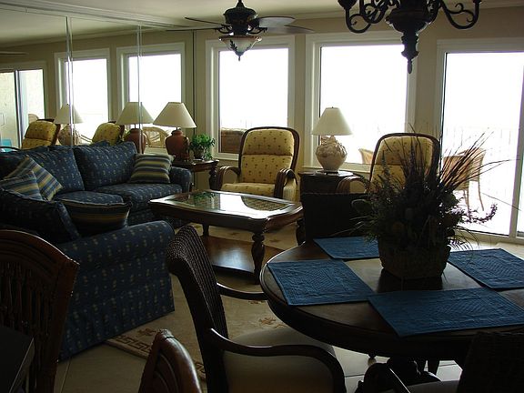 living area with ocean views
