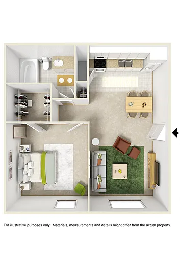 Floor plan One Bed One Bath