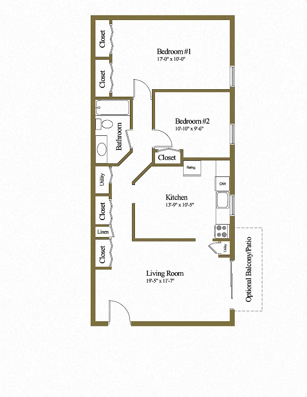 Floor plan Two Bedroom One Bath