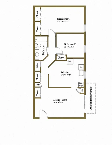Floor plan Two Bedroom One Bath