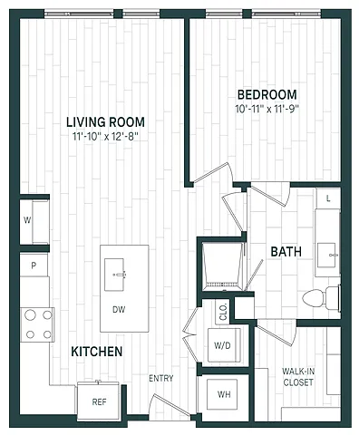 Floor plan 1 Bed/1 Bath-A10L