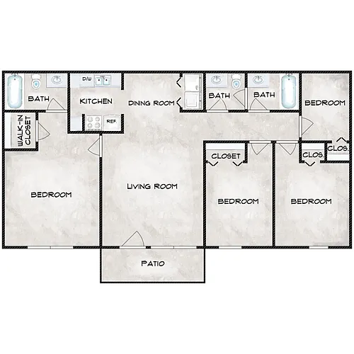 Floor plan 4BD 2BA