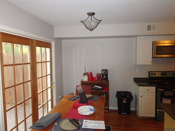 kitchen and French doors leading to back yard