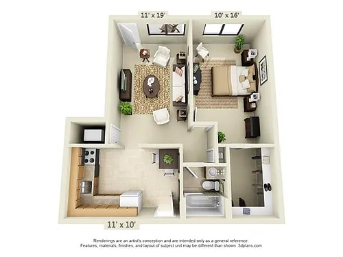Floor plan One Bedroom One Bath