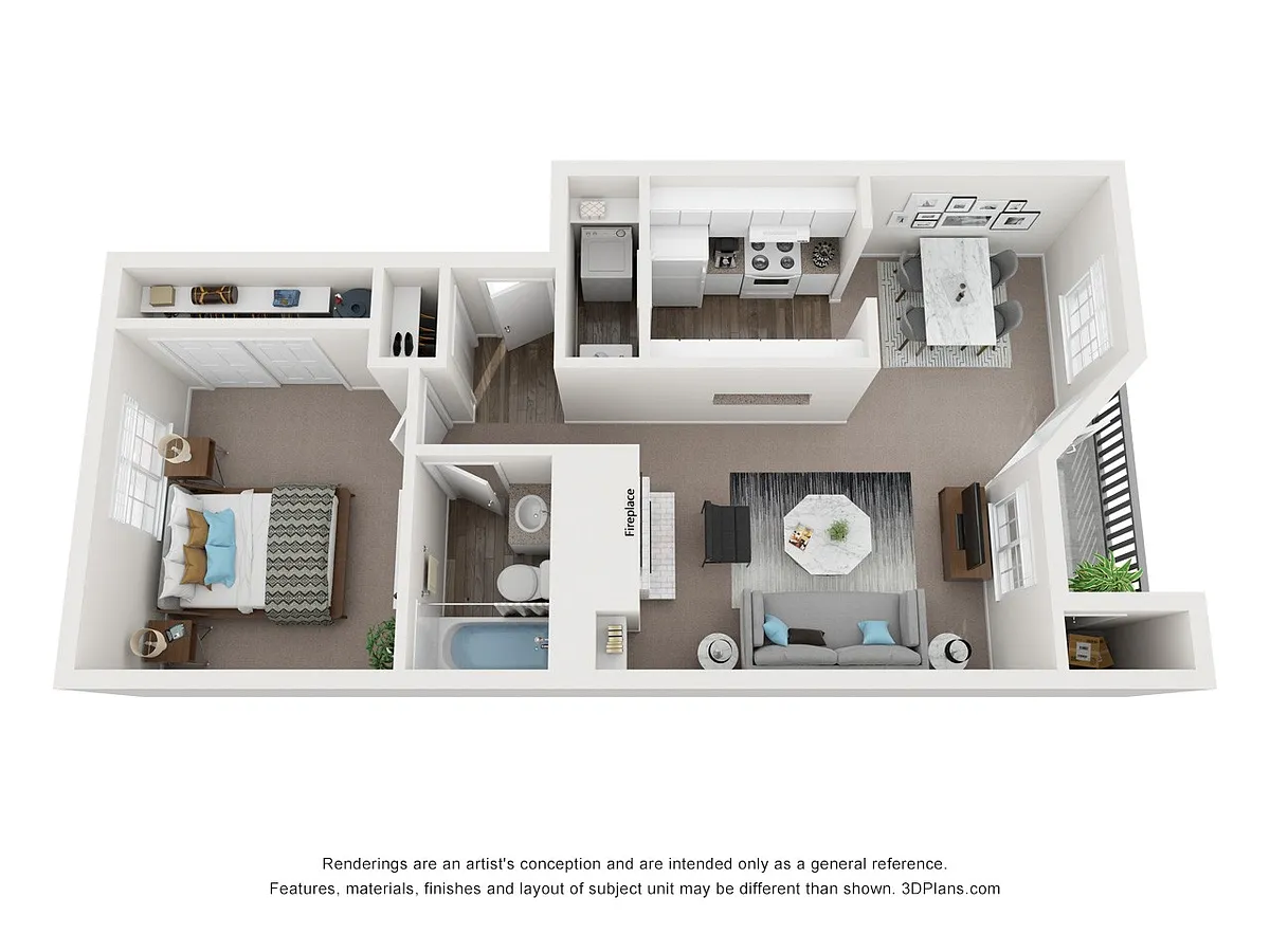 Floor plan 1 Bedroom, 1 Bath A1