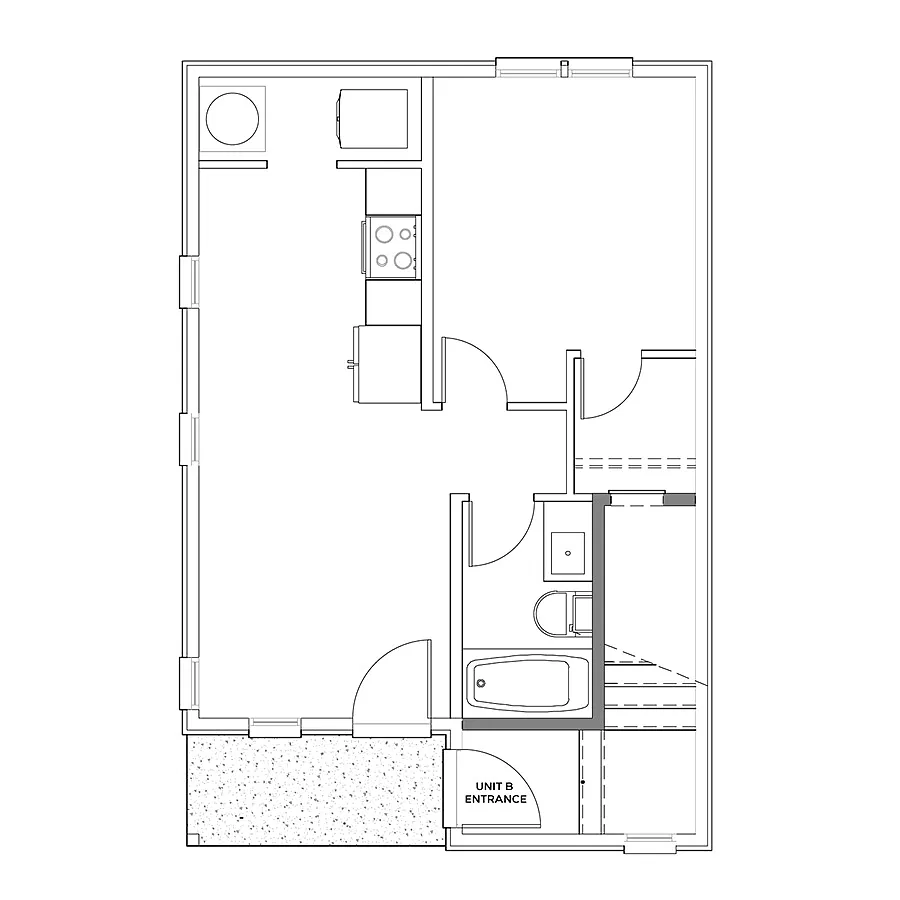 Floor plan 1x1 - 578 sqft - A1