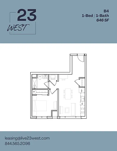 Floor plan B4 - 1 Bed 1 Bath