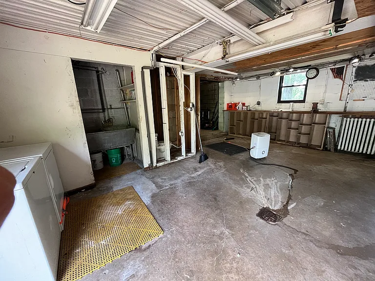Laundry area in garage.
