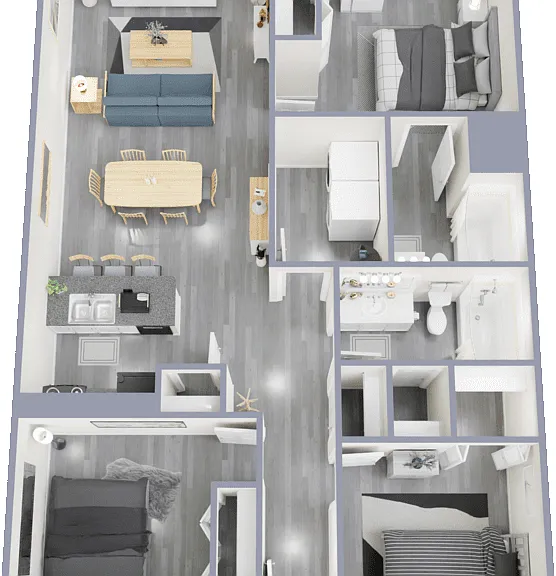 Three Bed Two Bath Floorplan Diagram