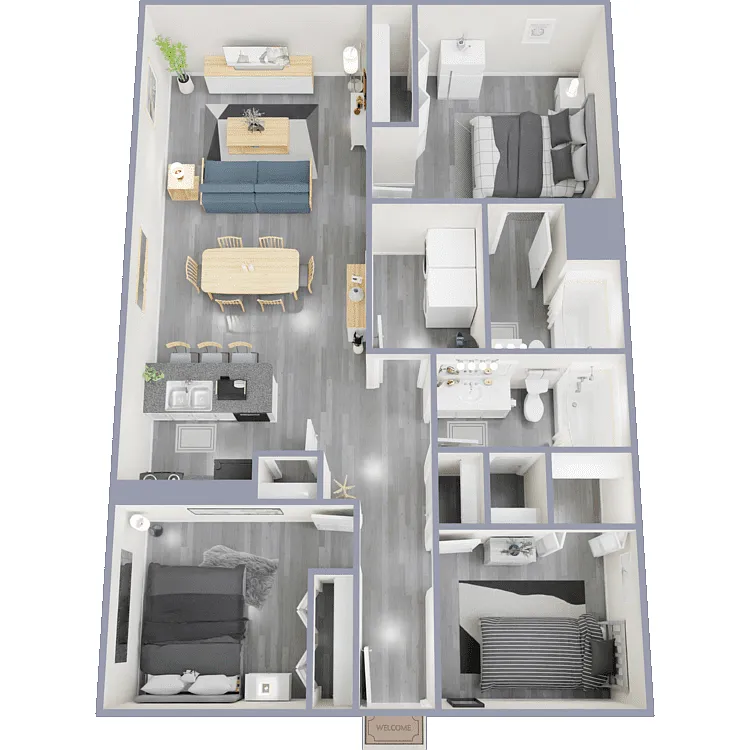 Floor plan Three Bed Two Bath