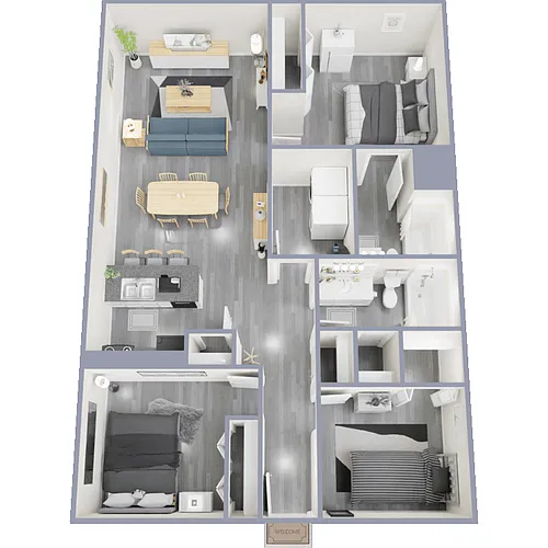 Floor plan Three Bed Two Bath