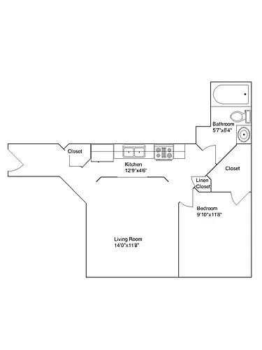 Floor plan 1 Bedroom-Units 21 31 41 51