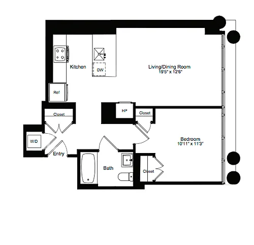 Floor plan One Bedroom G 2