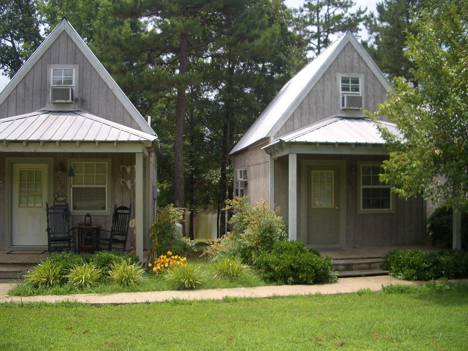 Cottages backed up to lake