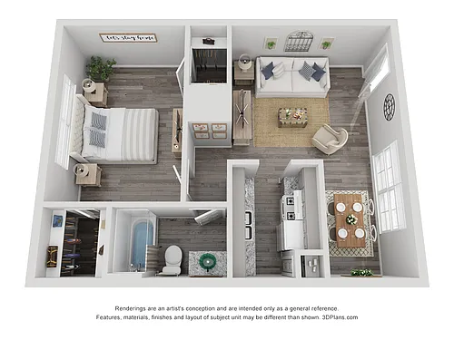 Floor plan 1x1 Luxury Renovated 620 sq ft