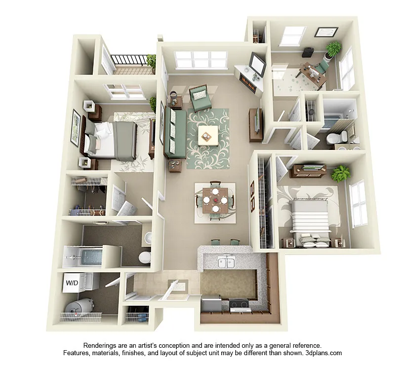 Floor plan 3 Bed, 2 Bath