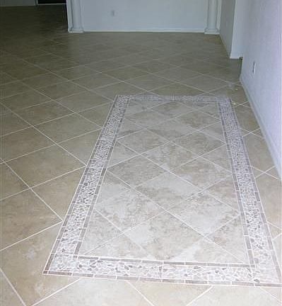 Marble floors inside with custom inlays