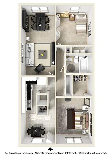 Floor plan Small 2 Bedroom 1 Bath