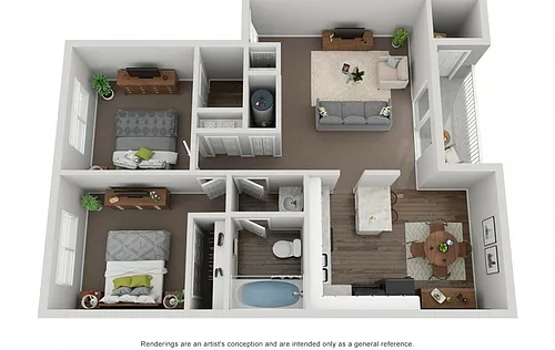 Floor plan 2 Bedroom, 1 Bathroom Classic