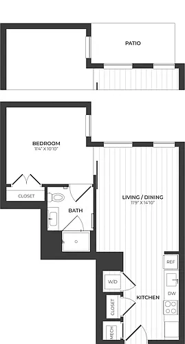 Floor plan 1 Bed/1 Bath-J3-Center