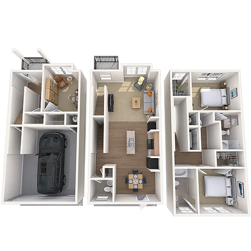 Floor plan Townhome 2x2.5 1671 SF