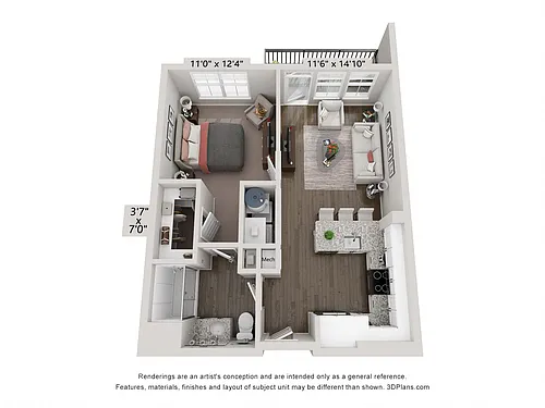 Floor plan A1 - Indigo 1X1