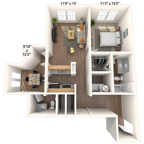 Floor plan Traditional 1x1.5 866-925 SF