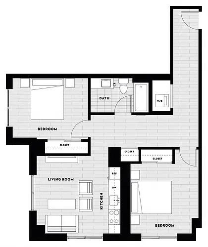 Floor plan 2 Bed/1 Bath B1