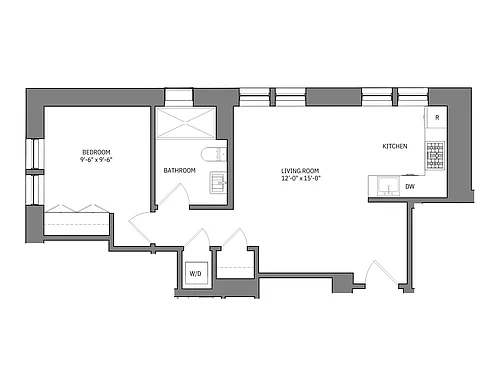 Floor plan 1 Bed 1 Bath Turtle