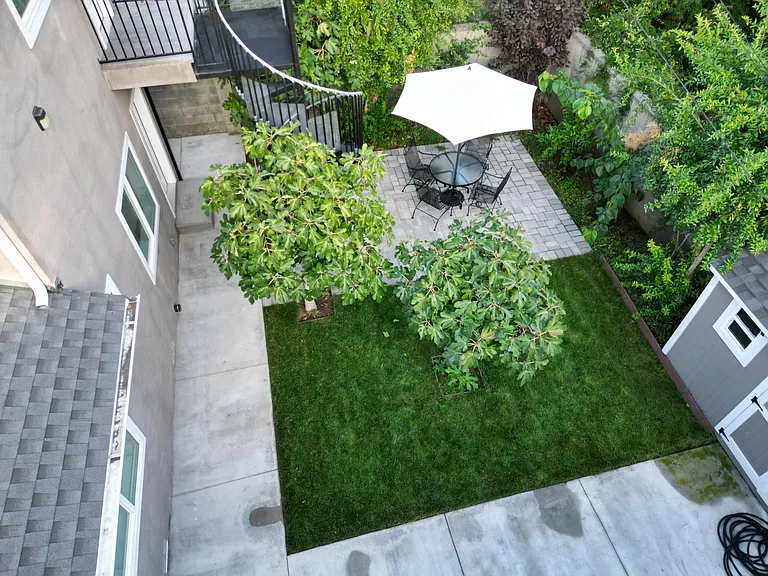 Aerial view of backyard space