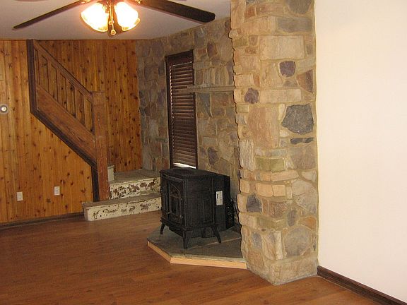 living room with pellet stove
