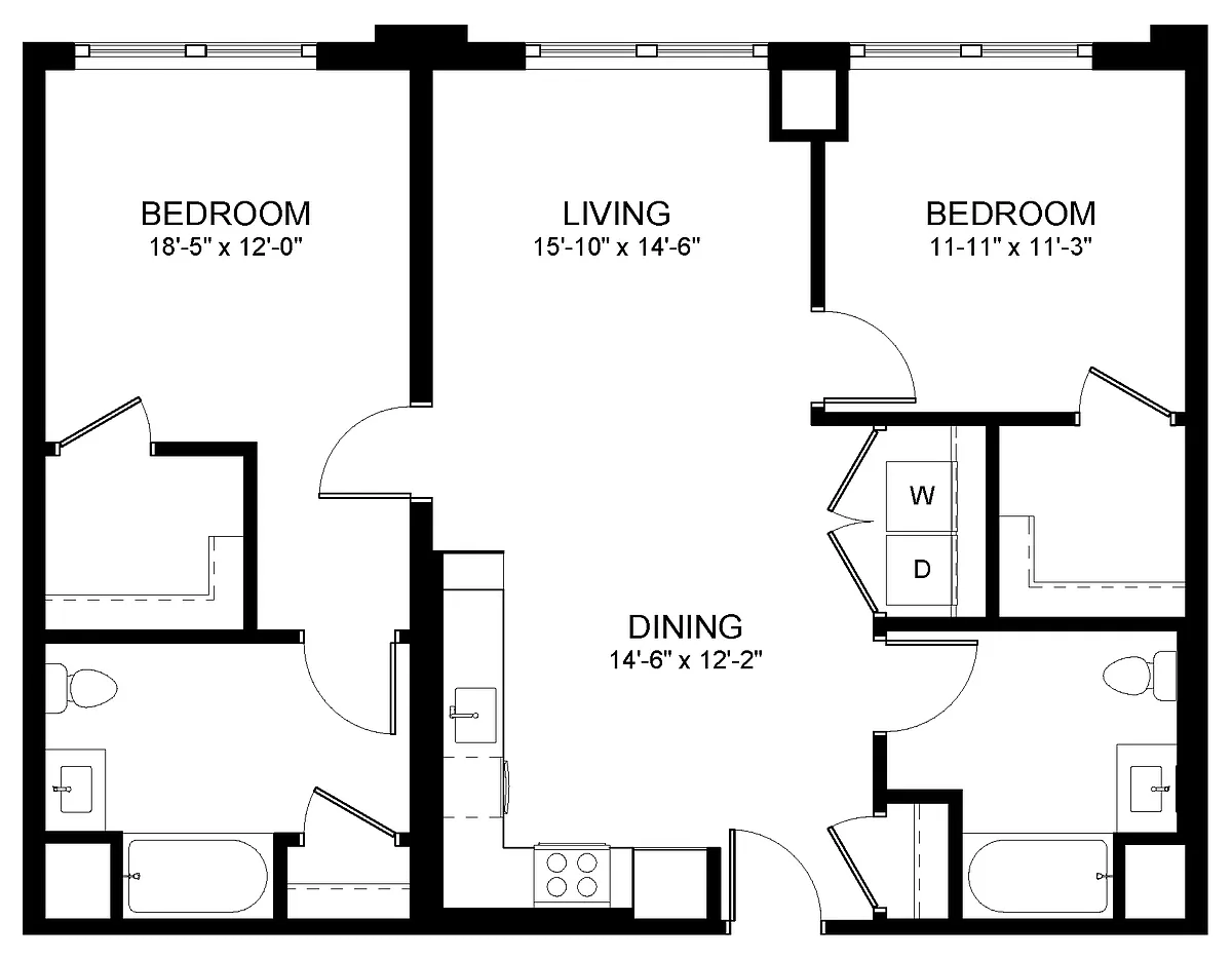 Floor plan Two Bedroom B2
