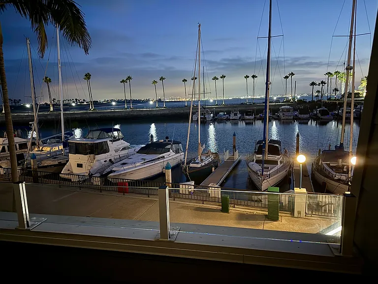 Evening view from lower balcony off Living Room across San Diego Bay.