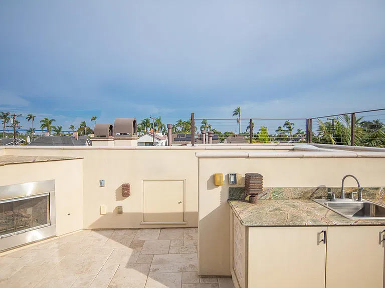 Rooftop deck with fireplace