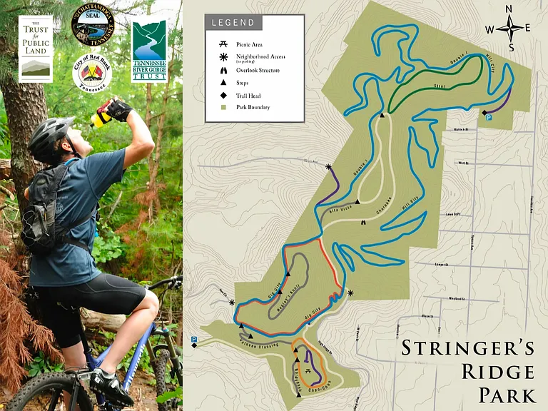 Step out of your back door and into 92-acres of urban wilderness overlooking the Tennessee River and beautiful downtown Chattanooga. Stringer's Ridge Park features nearly 7 miles of multi-use wilderness trails for hiking, running, and mountain biking.