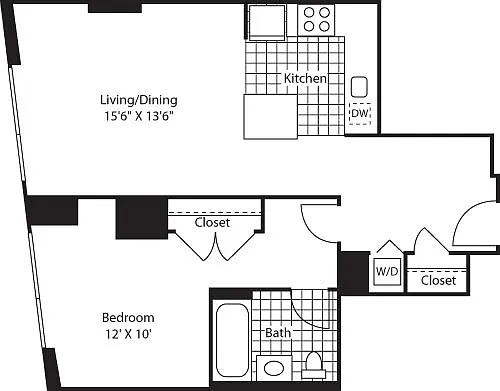 Floor plan One Bedroom AK FL 7-9