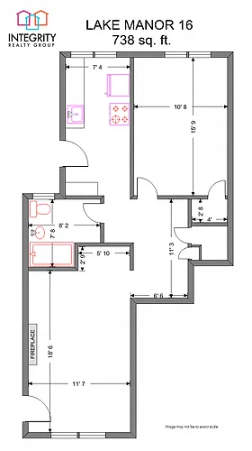 Floor plan Lake Manor 1 Bedroom 1 Bath
