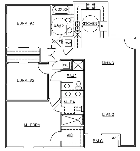 Floor plan 3 Bedroom, 3 Bath