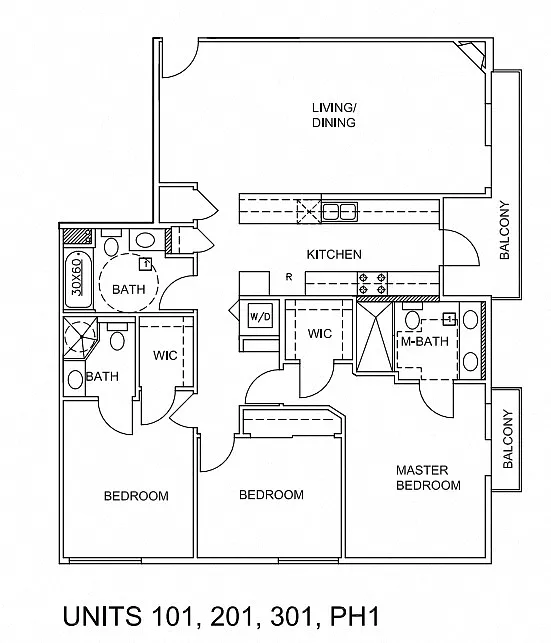 Floor plan Three Bed/ Three Bath