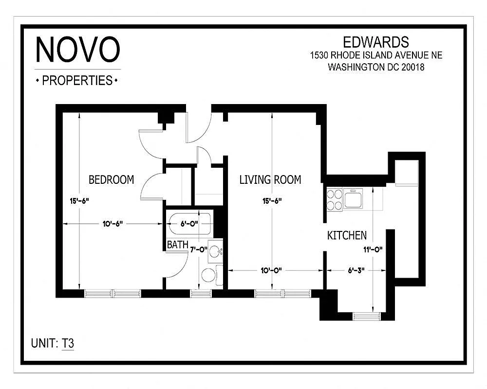 Floor plan 1Bedroom/1Bath
