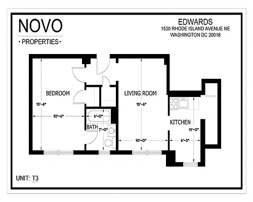 Floor plan 1Bedroom/1Bath