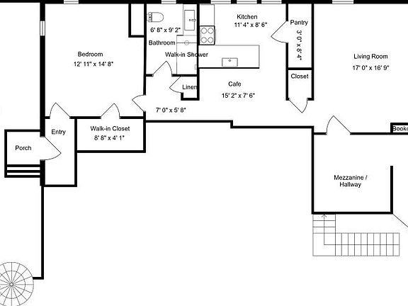 Spacious second-floor apartment. Four (4!) large storage areas, including a deep entrance closet, a large, walk-in kitchen pantry, a large linen closet, and a walk-in bedroom closet. The layout works well. There is easy access to the back deck.
