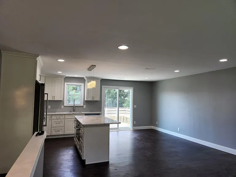 Looking at back door from living room